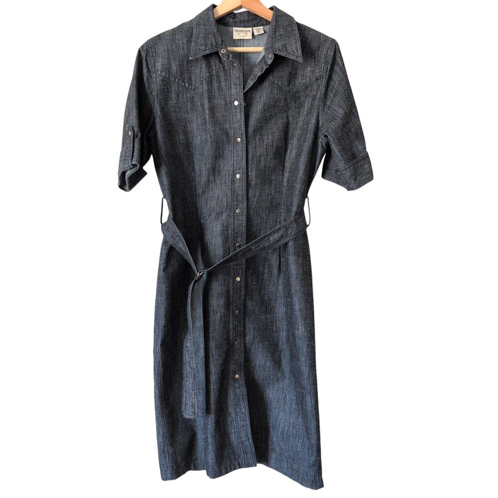 Country Road Womens 10 Button Down Shirt Dress Denim Western Cowgirl Modest $249